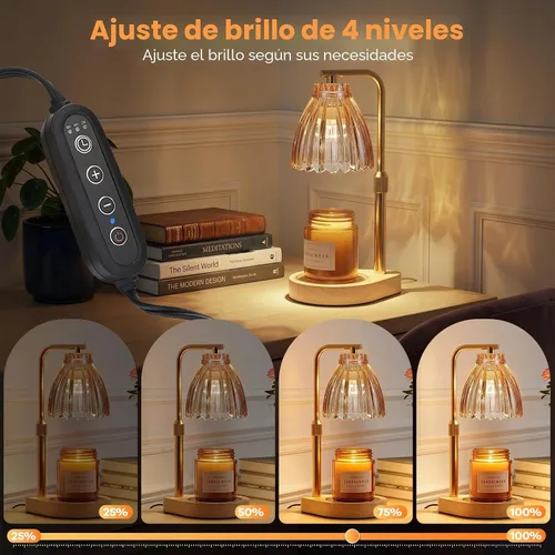 Vista 3 de Regalos de Navidad para mujeres Lámpara calefactora de velas con altura ajustable, temporizador y regulador de intensidad, regalos de cumpleaños