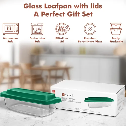 Vista 9 de Razab LARGE 7.6 Cups/1800 ML/1.9 Qt Glass Loaf Pan with Lids - Meatloaf Pan BPA free Airtight Lids Grip Handle Easy Carry, Microwave and Oven Safe