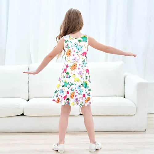 Vista 3 de Jeskids - Vestido de unicornio sin mangas para niñas.