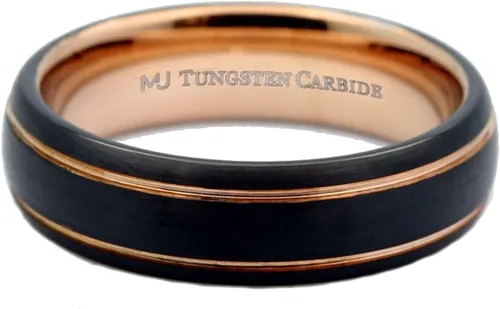 Vista 2 de Anillo de carburo de tungsteno chapado en oro rosa y negro de 0.236 in