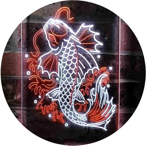 Vista 13 de ADVPRO Koi Fish Display - Letrero de neón LED de doble color, azul y rojo, 8 x 12 pulgadas st6s23-i3720-br