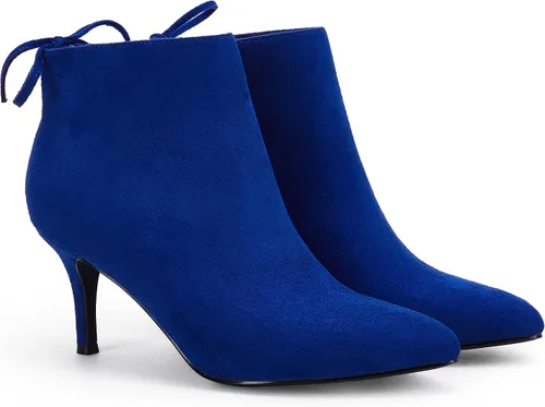 Vista 6 de Botines de tacón puntiagudo para mujer, botines de tacón de aguja con lazo y tiras para otoño