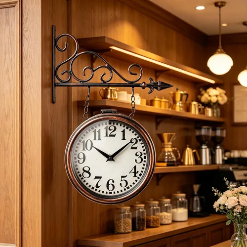 Vista 9 de Reloj de doble cara de hierro Londres, reloj antiguo de doble cara, de hierro forjado, reloj antiguo de hierro numerado, decoración de pared, reloj