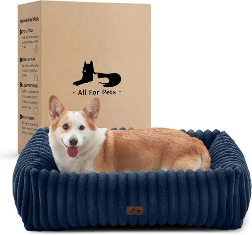 Vista 19 de Cama lavable para perros pequeños y medianos, cama rectangular ortopédica de forro polar de pana para mascotas con funda extraíble y parte inferior