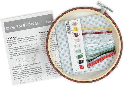 Vista 3 de Dimensions Kit de Punto de Cruz Contado de Gnomos de Camión, 6" D, Azul, Rojo 6