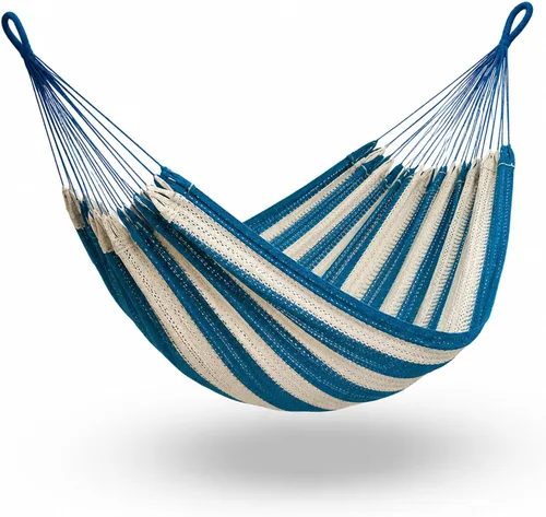 Vista 10 de Hamaca para 1-2 personas, capacidad de 475 libras, hamaca mexicana tejida a mano, 100% algodón suave, hamaca maya de 9.8 pies para patio, patio