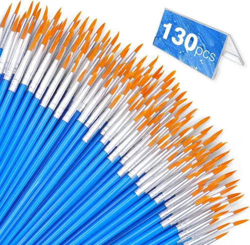 Vista 15 de AROIC Pinceles de Pintura Pequeños al Por Mayor, 110 Piezas de Pinceles de Pelo de Nailon Negro con Juego de Pinceles de Pintura Acrílica de Punta