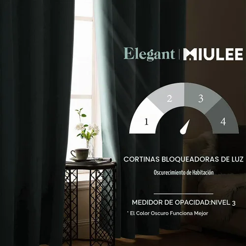 Vista 2 de MIULEE Cortinas opacas para dormitorio o sala de estar, juego de 2 paneles de cortina para ventana con aislamiento térmico y bloqueo de luz