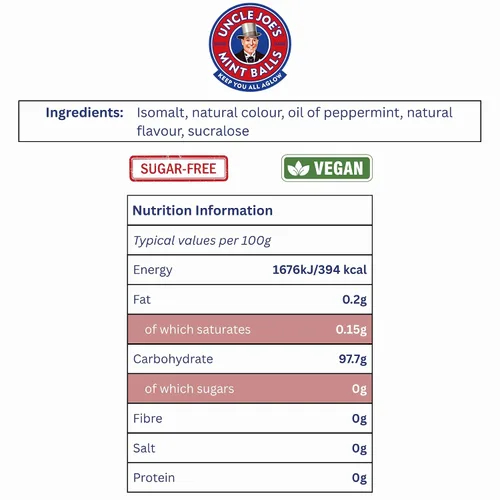 Vista 2 de Uncle Joe's - Bolas de menta sin azúcar, lata de 4.23 oz (4.23 onzas), caramelo duro británico vegano con aceite de menta, mentas envueltas