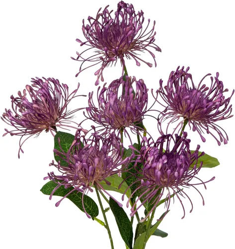 Vista 11 de Hollyone Flores artificiales azules de crisantemo de 33 pulgadas, 2 piezas, arreglo floral de mamá araña, flores artificiales grandes con 3 cabezas