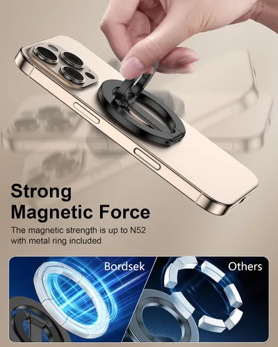 Vista 2 de Soporte de agarre para teléfono MagSafe de doble cara con anillo magnético ajustable para dedo y soporte lateral en bucle para iPhone 17/16 Pro