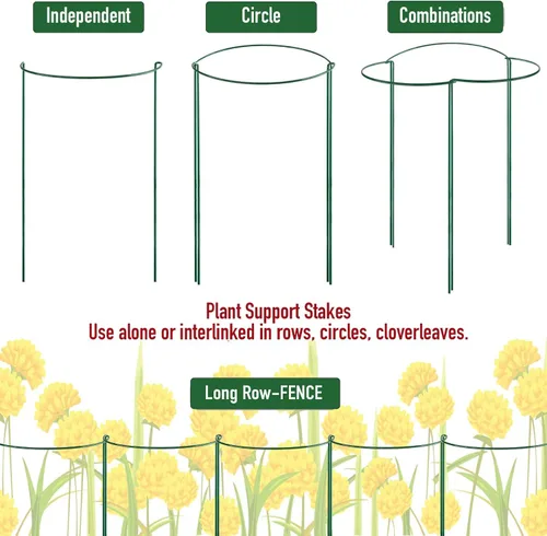 Vista 5 de Estaca de soporte para plantas de serpiente, estaca y soporte de peonía semicircular, jaula de soporte de hortensias resistente, anillo de soporte