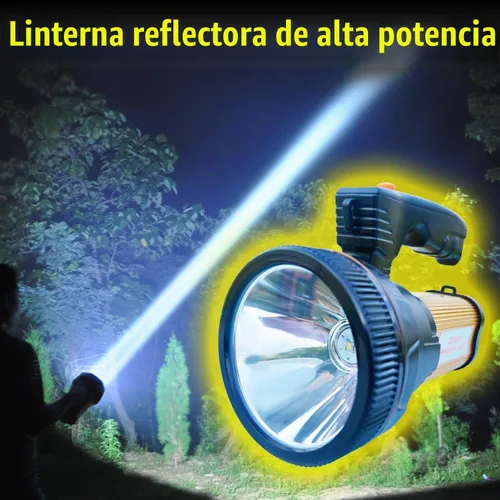 Vista 7 de ODEAR reflector de mano súper brillante, portátil, LED, recargable por USB, multifunción, linterna para exteriores, de disparos largos