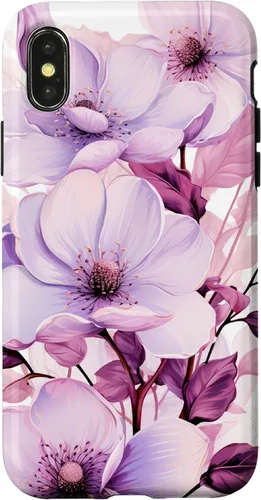 Vista 5 de Funda para iPhone 17, diseño de flores de magnolia rosa y morado lavanda