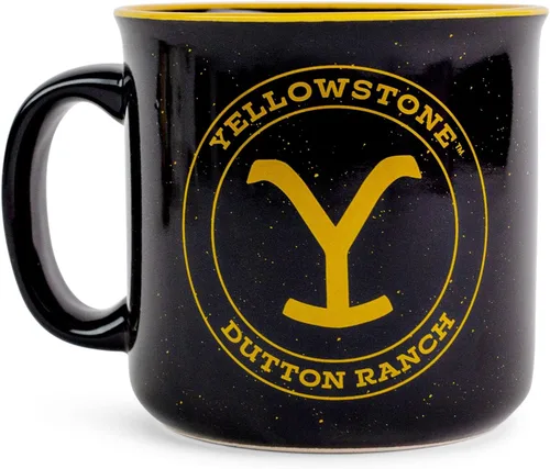 Vista 2 de Silver Buffalo Yellowstone Dutton Ranch - Taza de café de cerámica sin BPA para expreso, té, capacidad para 20 onzas