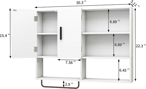 Vista 2 de Gabinete de almacenamiento de baño montado en la pared, blanco