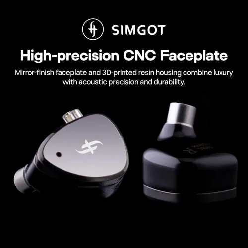 Vista 4 de Linsoul SIMGOT EM6L - Audífonos intraurales híbridos de monitor de 1DD + 4BA, auriculares para juegos, audífonos IEM HiFi con carcasa de resina