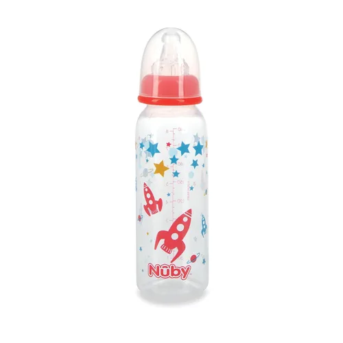 Vista 3 de Nuby Botella tintada de cuello estándar, 8 onzas, 1 paquete de 1 botella, los colores/patrones pueden variar