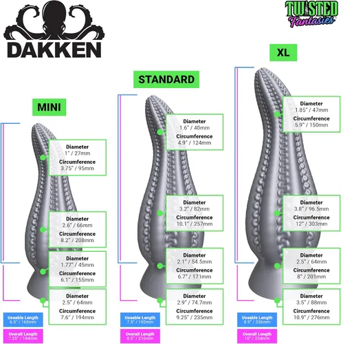 Vista 3 de Dakken - Consolador con ventosa de tentáculo, diseño de mármol negro/blanco, hecho a mano en los Estados Unidos, juguetes sexuales para adultos (XL)