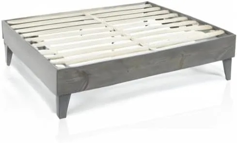 Vista 10 de Plataforma moderna para cama - Diseño de madera maciza - Fabricado en Estados Unidos - Fácil de armar, Madera, gris
