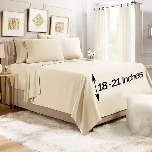 Vista 33 de Empyrean - Juego de 4 sábanas bajeras de bolsillo extra profundo de 110 GSM, juego de 4 sábanas de bolsillo extra profundo de 110 GSM, sábanas