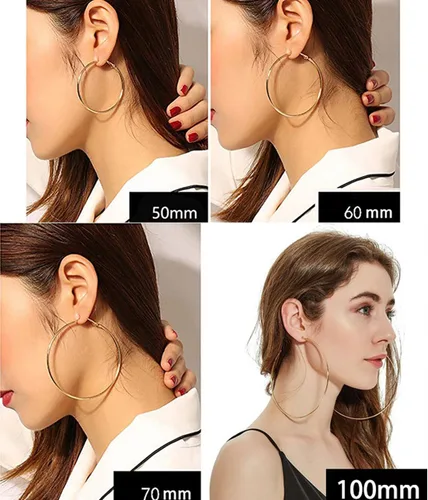 Vista 6 de Cocadant Big Gold Hoop Earrings for Women Girls,Dainty 14k Gold Hypoallergenic Rose Gold Silver Hoop Earrings with 925 Sterling Silver