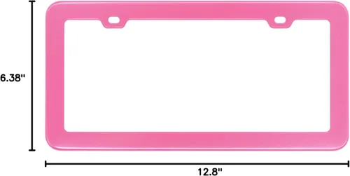 Vista 8 de 2PCs Creathome marcos de matrícula de acero inoxidable con color rosa Barbie