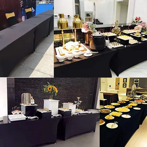 Vista 8 de Reliancer Mantel rectangular de elastano ajustado a la mesa para fiestas al aire libre, exhibición, DJ, banquetes, comerciantes, recepción de boda