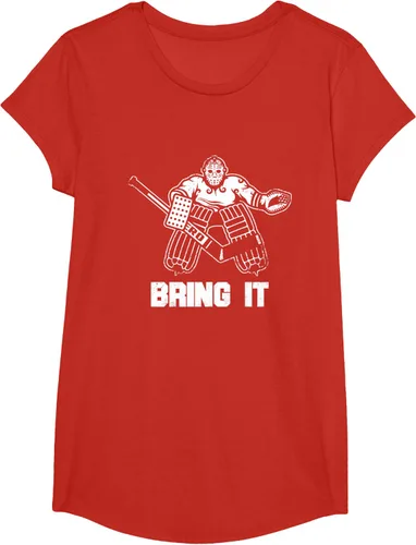 Vista 38 de Divertida camiseta gráfica de ropa de portero de hockey sobre hielo, Negro, S