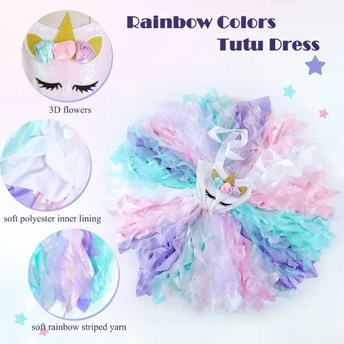 Vista 2 de Little Funny Unicorn Dress for Girls Sequin Unicorn Tutu Dress Rainbow Unicorn Costume for Christmas Birthday Party