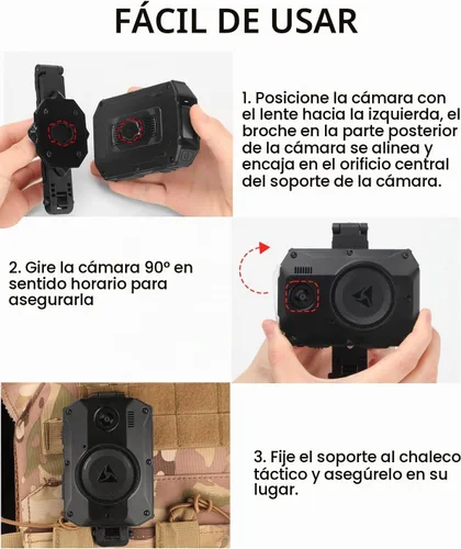 Vista 5 de WEIGUZC Soporte de cámara Molle compatible con Axon Taser Body Camera 2/3/4 - Soporte Molle de aluminio ligero para chaleco táctico y uniforme
