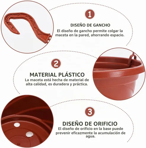 Vista 6 de DOITOOL 10 juegos de macetas colgantes de plástico, macetas pequeñas para colgar, macetas de orquídeas, cestas de cadena de 6.7 pulgadas