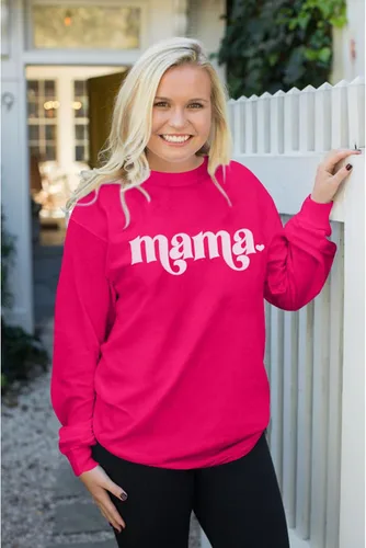 Vista 3 de FASHGL Sudadera de manga larga con estampado de letras para mamá, camiseta suelta de moda para mamá