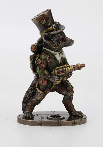 Vista 2 de Veronese Design Estatua de resina Steampunk Stagecoach Gentleman Fox Bandit de 6 1/4 pulgadas, acabado de bronce Poliresina fundida en frío de 6