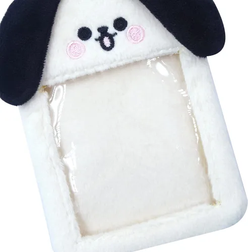 Vista 6 de JUMISEE Lindo soporte de tarjeta de fotos Kpop de felpa con llavero, funda de foto de oso de dibujos animados, protector de tarjeta de crédito