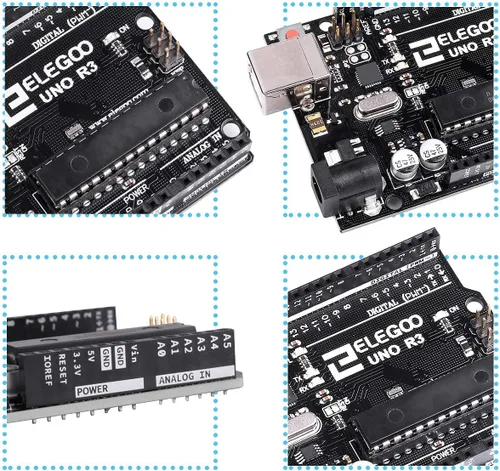 Vista 2 de ELEGOO Placa UNO R3 ATmega328P con cable USB (compatible con Arduino) para Arduino