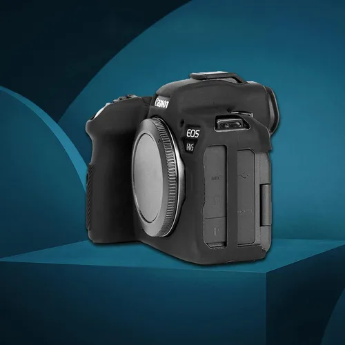 Vista 5 de Funda EOS R6, Rieibi Funda protectora de silicona para cámara Canon EOS R6 - Negro