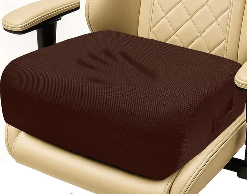 Vista 12 de Cojín de espuma viscoelástica extra gruesa de 6 pulgadas para silla de oficina, asiento elevado de 2 capas para aliviar el dolor de espalda y coxis