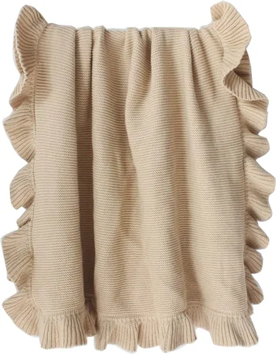 Vista 6 de Manta de punto con borde de volantes para bebé, manta para cuna, no fluorescente, manta de fotos para recién nacidos, manta de bebé, colcha unisex a