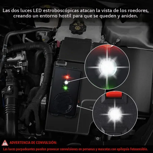 Vista 3 de Loraffe Repelente de roedores para coches, repelente ultrasónico de ratones