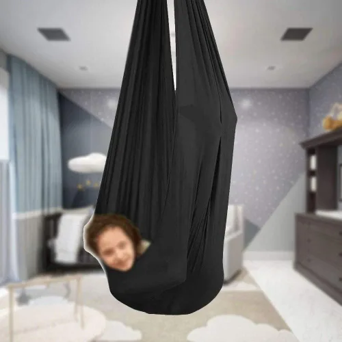 Vista 4 de Columpio sensorial para adultos autistas, hamaca para terapia, silla colgante, cama colgante, cápsula colgante para interiores, malla transpirable