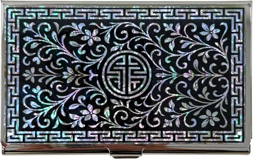 Vista 14 de Estuche para Tarjetas de Visita de Nácar Portador de Tarjetas de Crédito Identificación y Nombre Cartera de Viaje Diseño de Pintura Artística Metal