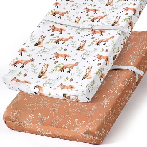 Vista 29 de Pack n Play Sheets BROLEX - Juego de 2 sábanas para cuna, juego de sábanas elásticas y portátiles para cuna, funda de colchón convertible