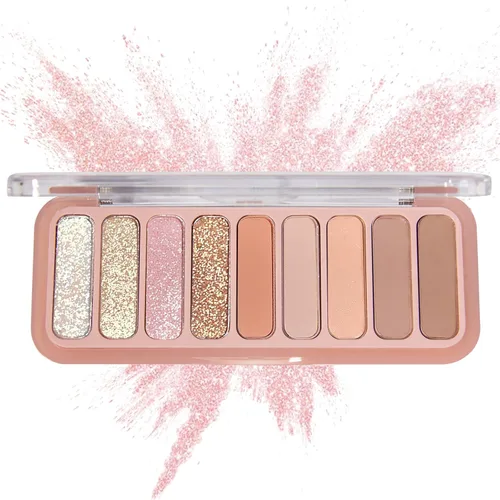 Vista 9 de Paleta de sombra de ojos desnuda 9 colores neutro desnudo mate brillo purpurina sombra de ojos paleta de maquillaje de alta pigmentación