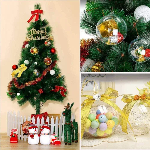 Vista 7 de Giveme5 - 20 bolas de adornos de Navidad, bolas de plástico transparente rellenables de 3.150 in, molde de bomba de baño, adornos colgantes