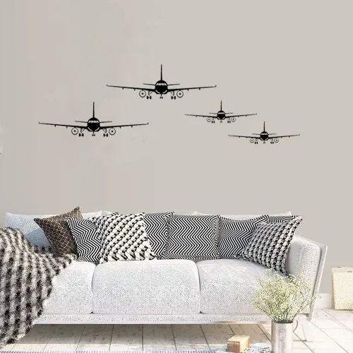 Vista 3 de LELE LIFE 2 calcomanías de pared de avión, calcomanías de pared de aviones extraíbles para sala de estar, dormitorio, decoración del hogar, mural