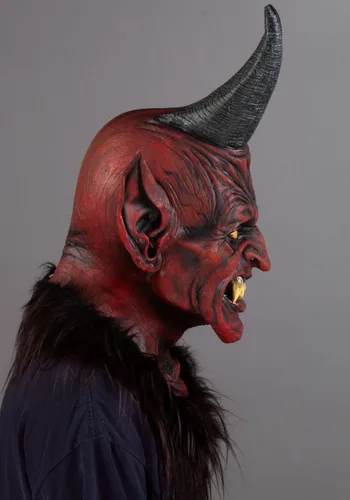 Vista 3 de Máscara de disfraz adulto Beelzebub el Demonio Cornudo Multicolor