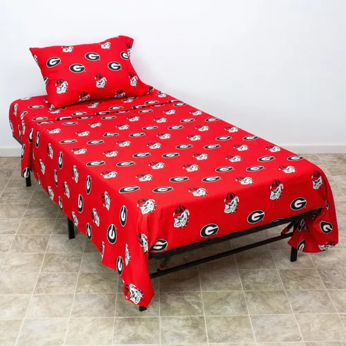 Vista 6 de College Covers Everything Comfy Georgia Bulldogs - Juego de sábanas de 3 piezas tamaño individual XL, fondo de color del equipo, 1 sábana encimera