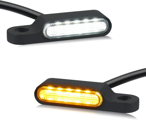 Vista 7 de NTHREEAUTO Señales de giro LED de manillar Mini intermitentes de motocicleta Luz marcadora de barra de manillar Compatible con Harley Dyna Sportster