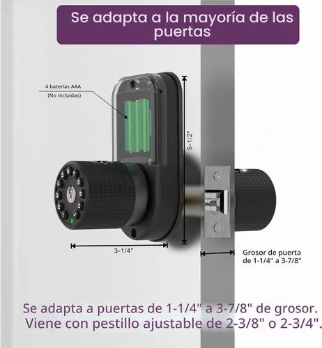 Vista 5 de BOTHSTAR Cerradura de perilla de puerta sin llave de doble cara con huellas dactilares y teclado, perilla inteligente con cilindros dobles